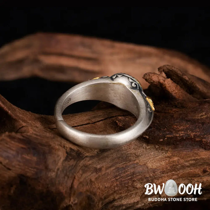Buddha Stones 925 Sterling Silver Plated Gold Skeleton Balance Adjustable Ring - Skeleton(Circumference: 70mm) - Ring