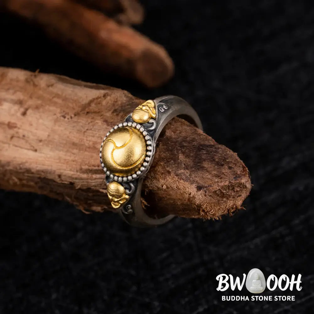 Buddha Stones 925 Sterling Silver Plated Gold Skeleton Balance Adjustable Ring - Skeleton(Circumference: 70mm) - Ring