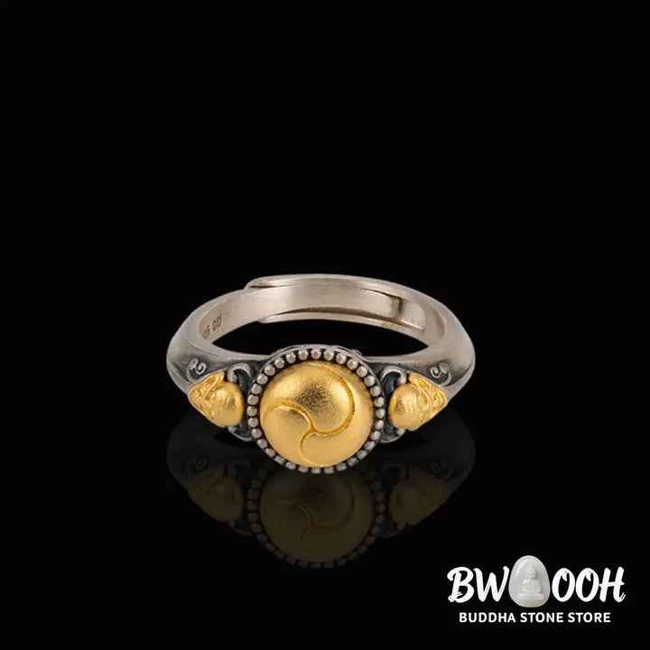 Buddha Stones 925 Sterling Silver Plated Gold Skeleton Balance Adjustable Ring - Skeleton(Circumference: 70mm) - Ring