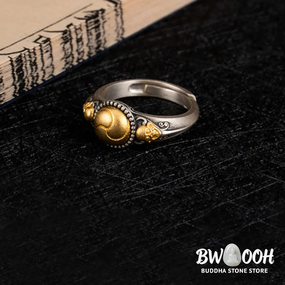 Buddha Stones 925 Sterling Silver Plated Gold Skeleton Balance Adjustable Ring - Skeleton(Circumference: 70mm) - Ring