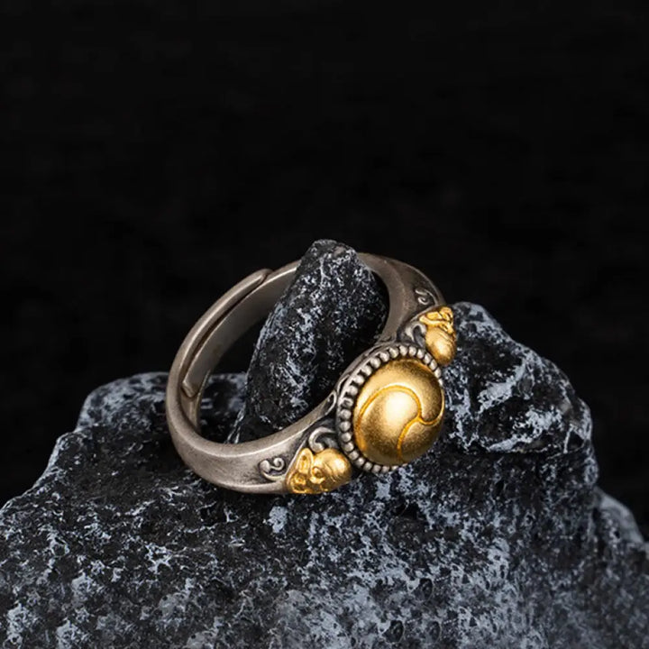 BWOOOH 925 Sterling Silver Plated Gold Skeleton Balance Adjustable Ring — Sterling Silver crystal healing bracelet for spi...
