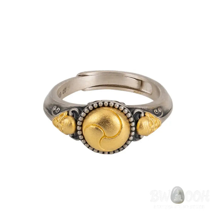 Buddha Stones 925 Sterling Silver Plated Gold Skeleton Balance Adjustable Ring - Skeleton(Circumference: 70mm) - Ring