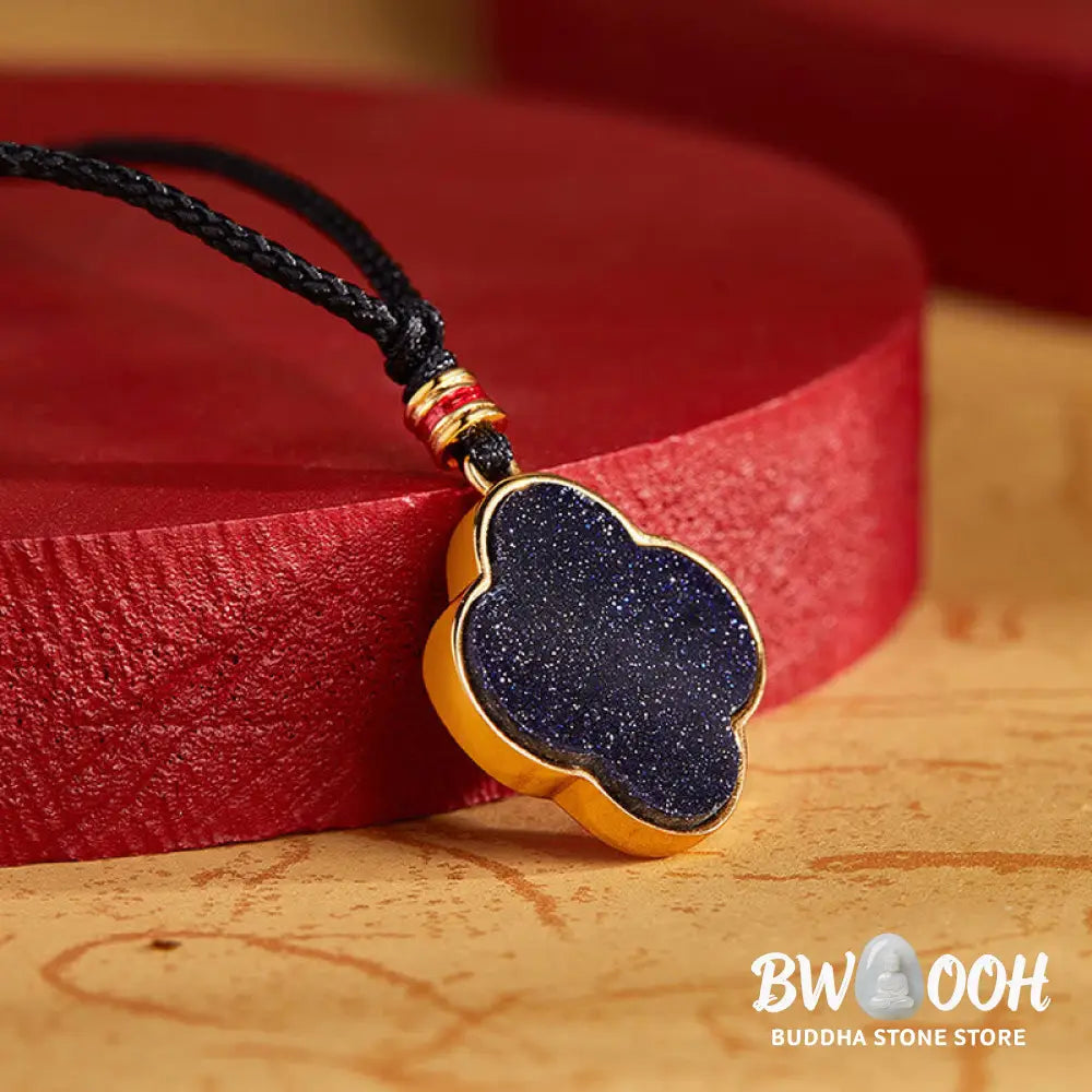 Buddha Stones 925 Sterling Silver Plum Blossom Cat Four Leaf Clover Blessing Necklace Pendant - BWOOOH - 925 Sterling