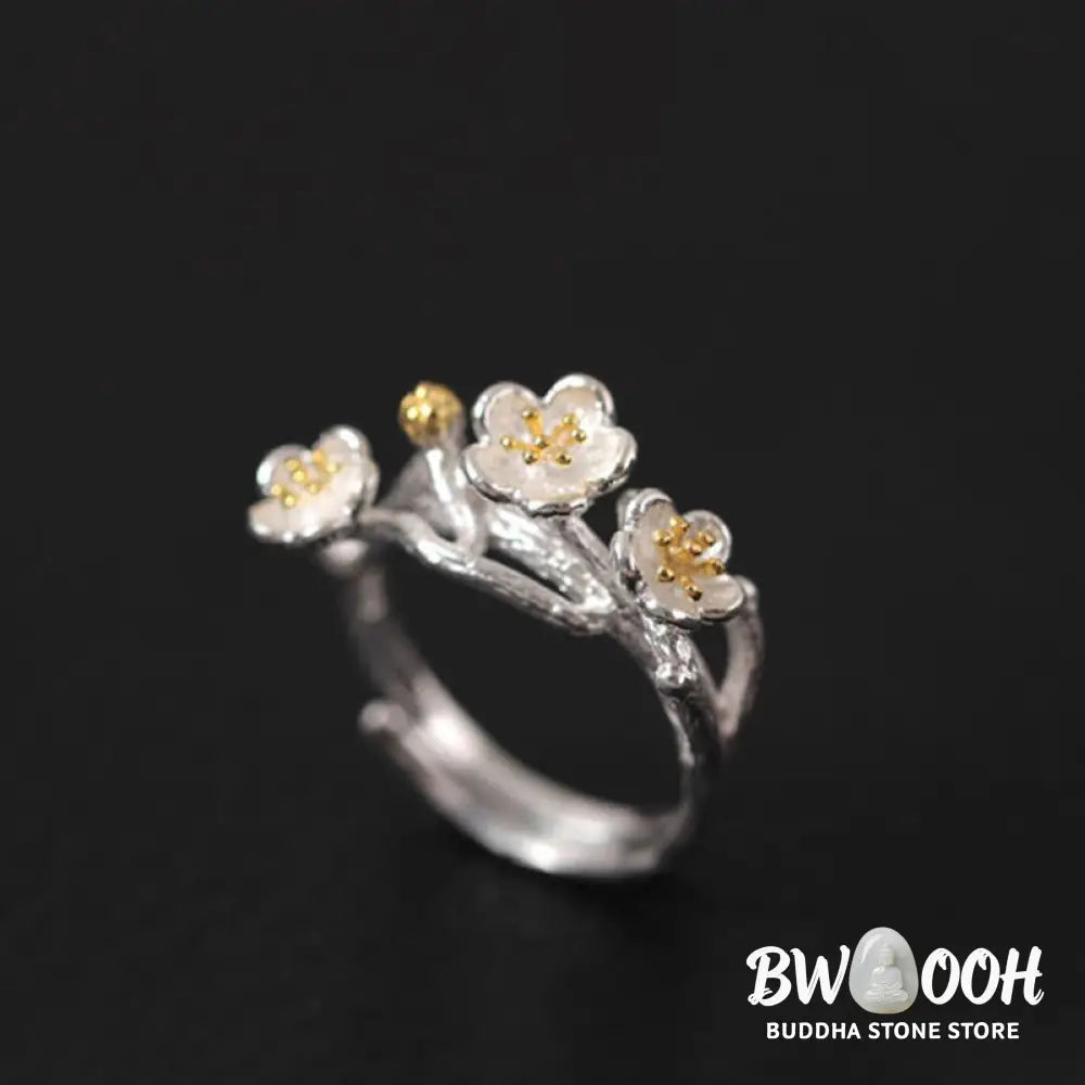 Buddha Stones 925 Sterling Silver Plum Blossom Floral Blessing Earrings - Earrings