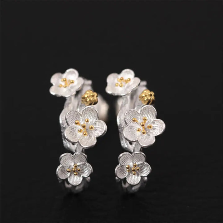 BWOOOH 925 Sterling Silver Plum Blossom Floral Blessing Earrings — Sterling Silver crystal healing bracelet for spiritual ...
