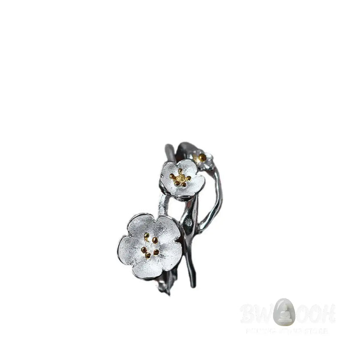 Buddha Stones 925 Sterling Silver Plum Bossom Balance Ring - Ring