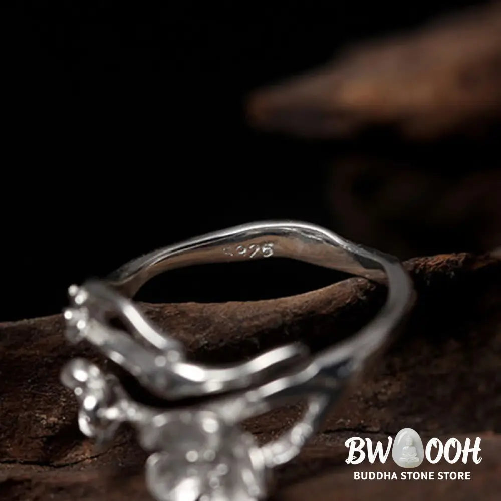 Buddha Stones 925 Sterling Silver Plum Bossom Balance Ring - Ring