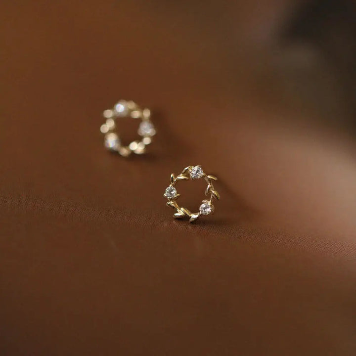 BWOOOH 925 Sterling Silver Posts Copper Metal Tiny Wreath Stud Blessing Flower Earrings — Sterling Silver spiritual jewelr...