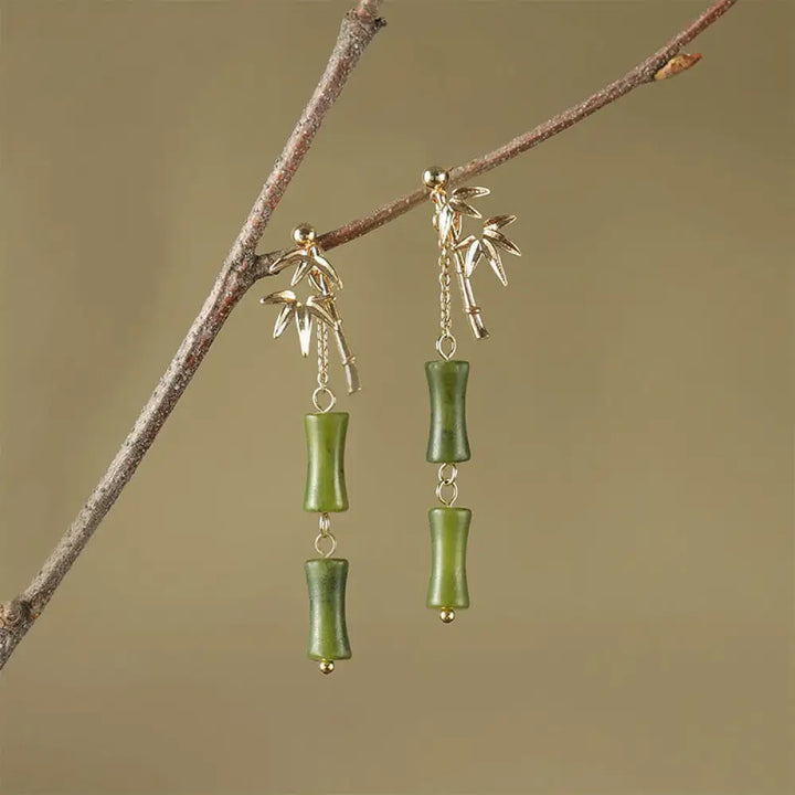 BWOOOH 925 Sterling Silver Posts Copper Plated Gold Natural Peridot Bamboo Leaf Drop Earrings — Sterling Silver spiritual ...