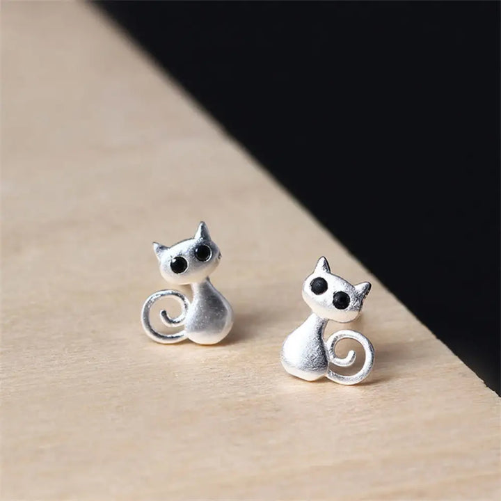 BWOOOH 925 Sterling Silver Posts Cute Cat Kitten Blessing Stud Earrings — Sterling Silver crystal healing bracelet for spi...