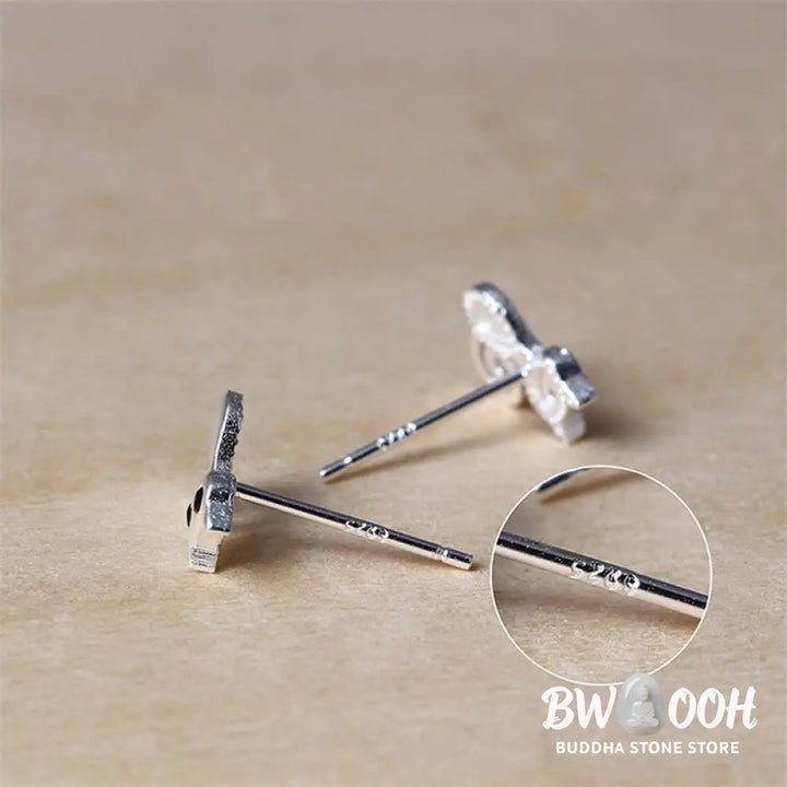 Buddha Stones 925 Sterling Silver Posts Cute Cat Kitten Blessing Stud Earrings - 925 Sterling Silver - Earrings