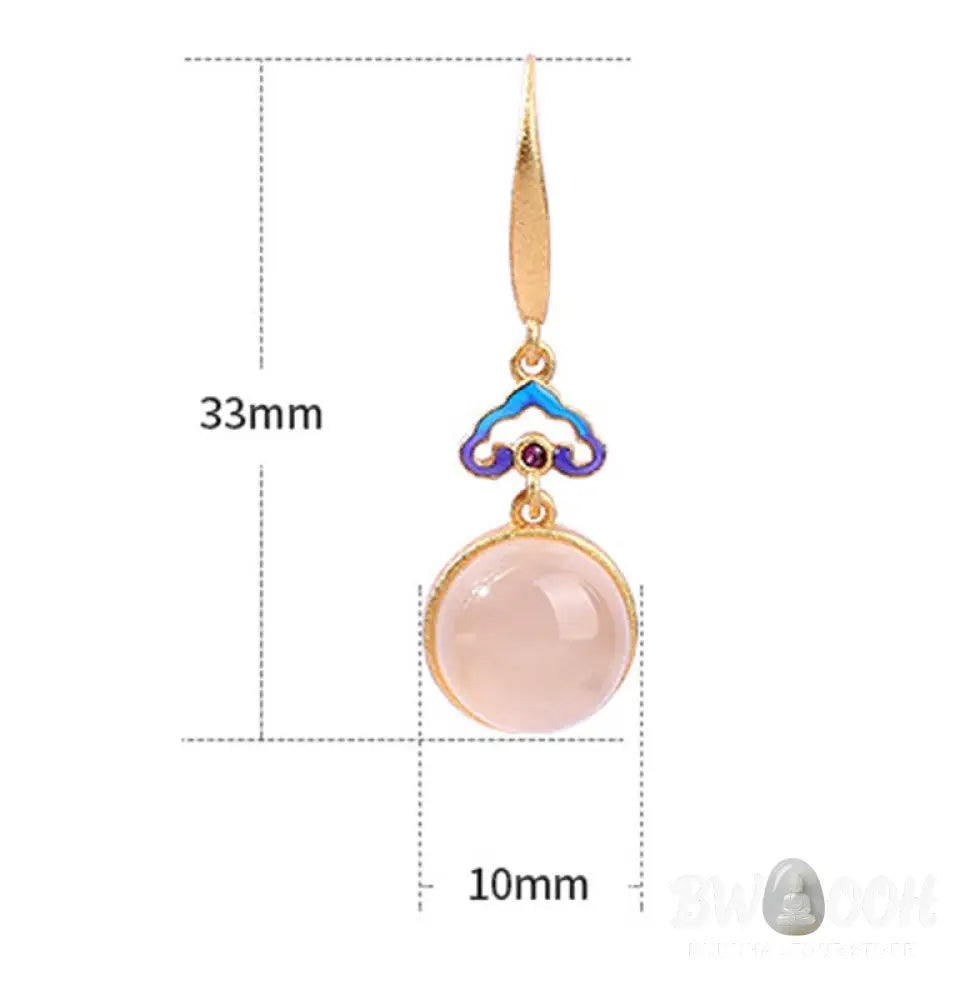 Buddha Stones 925 Sterling Silver Posts Natural Chalcedony Gold-plated Harmony Earrings - Chalcedony(925 Sterling