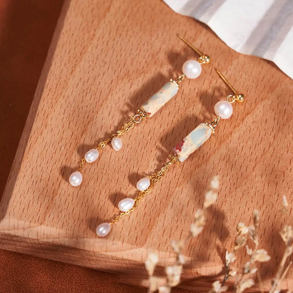 BWOOOH 925 Sterling Silver Posts Shoushan Stone Pearl Healing Drop Earrings — Sterling Silver crystal healing bracelet for...