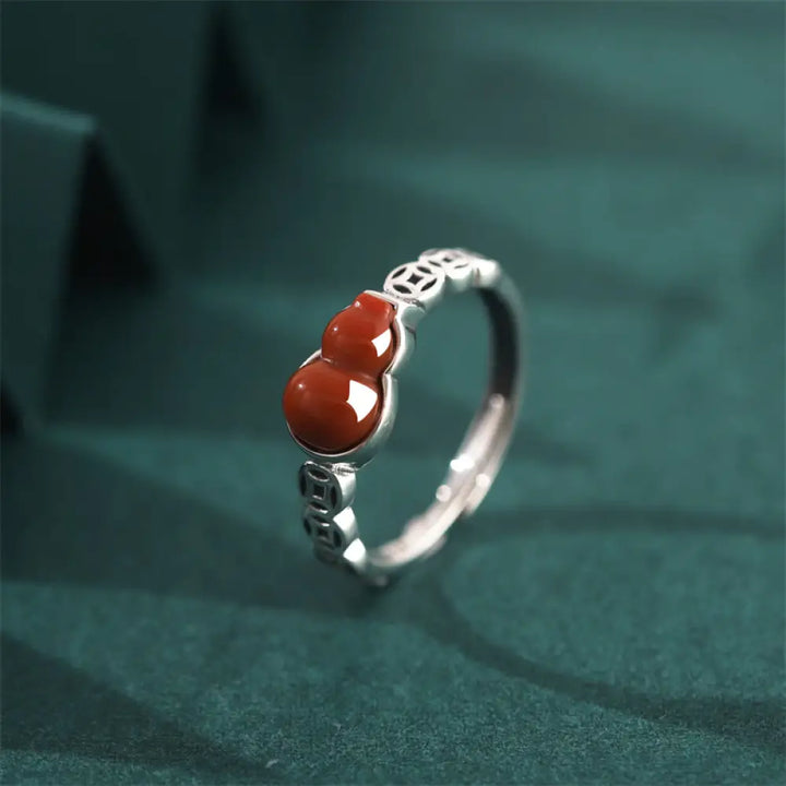 BWOOOH 925 Sterling Silver Red Agate Gourd Copper Coin Self-acceptance Ring — Sterling Silver spiritual jewelry for spirit...