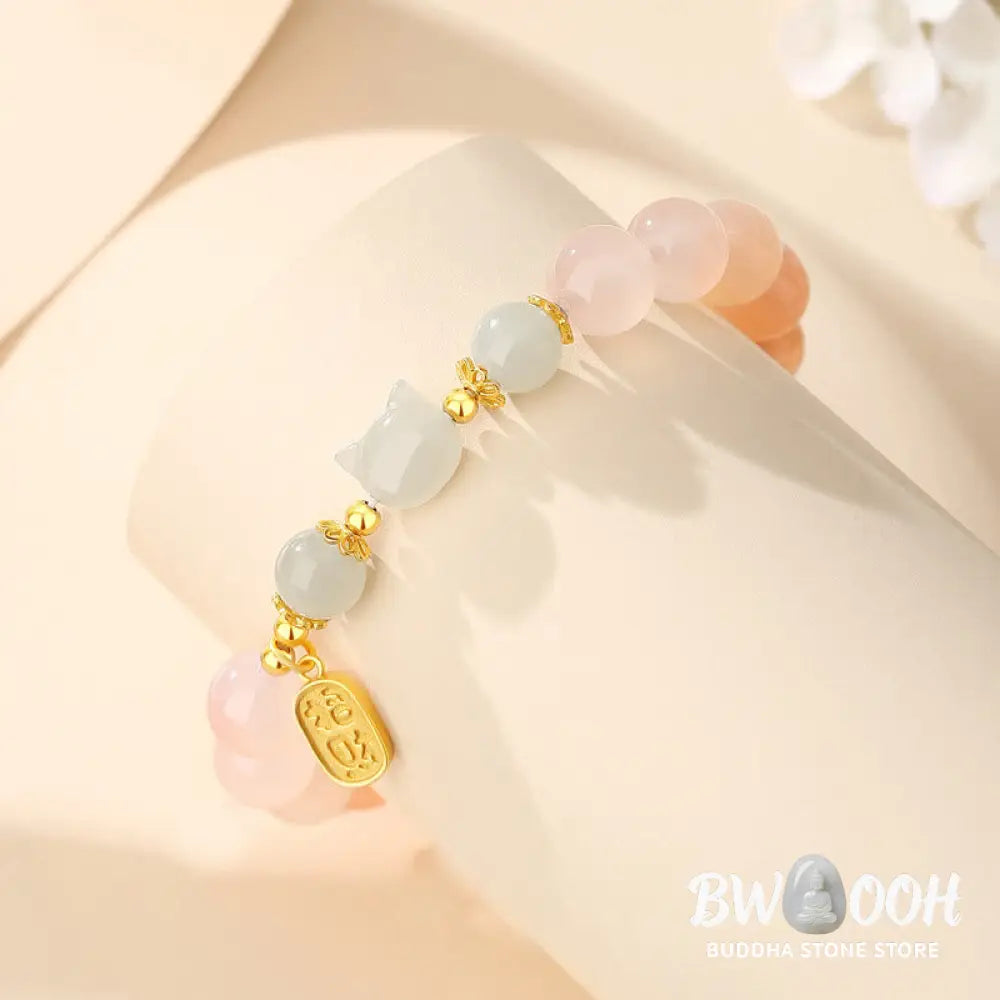Buddha Stones 925 Sterling Silver Red Agate Hetian Jade Cat Fu Character Confidence Bracelet - BWOOOH - Red Agate(Wrist