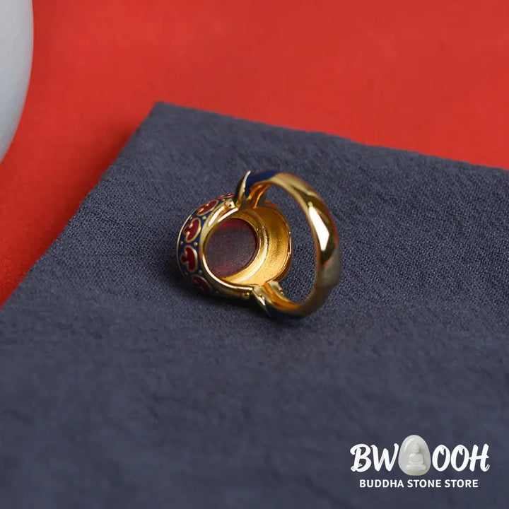 Buddha Stones 925 Sterling Silver Red Corundum Courage Ring - BWOOOH - Rings