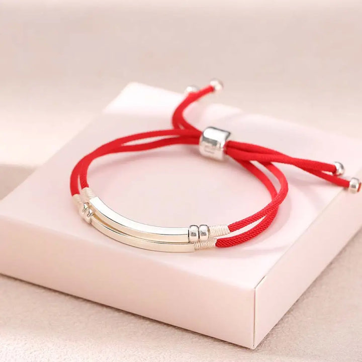 Buddha Stones 925 Sterling Silver Red String Layered Braid Bracelet - BWOOOH - Red(Bracelet Size 22cm) - Bracelet