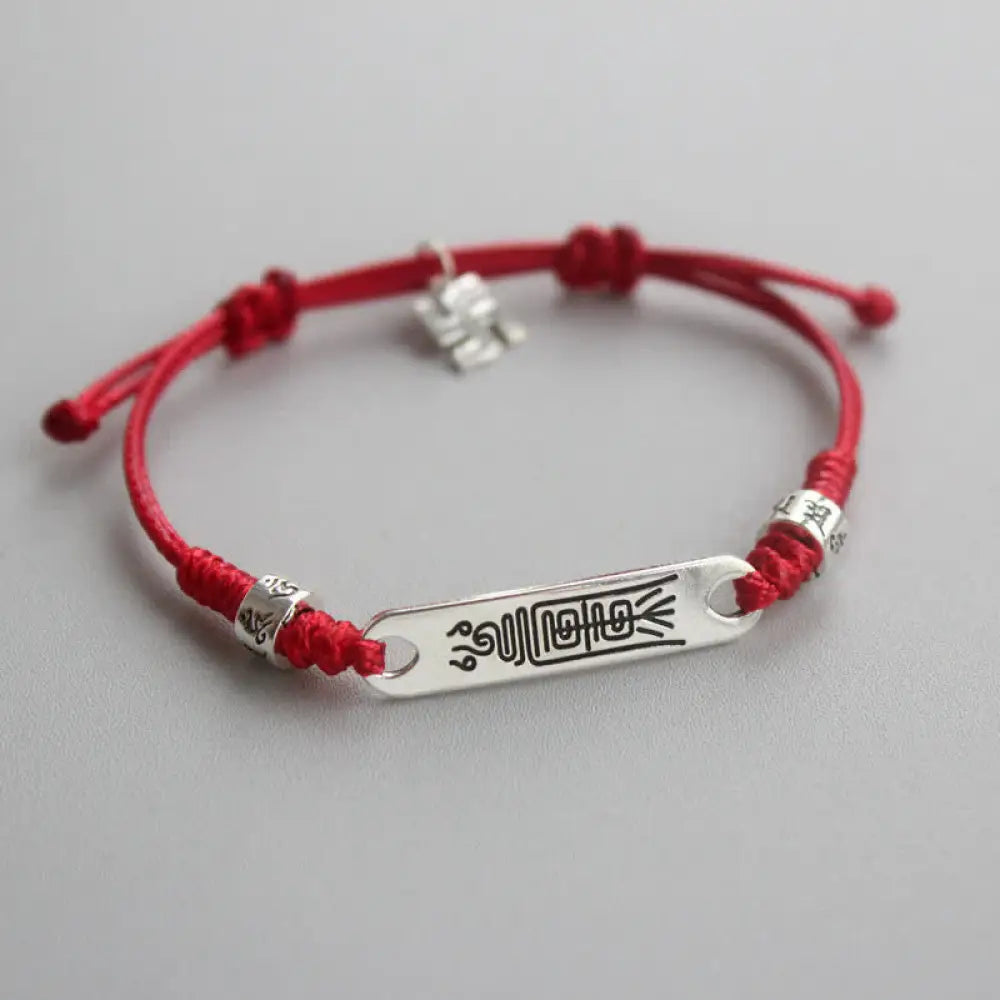 BWOOOH 925 Sterling Silver Red String Luck Strength Braid Bracelet - BWOOOH - Men / Red(Wrist Circumference