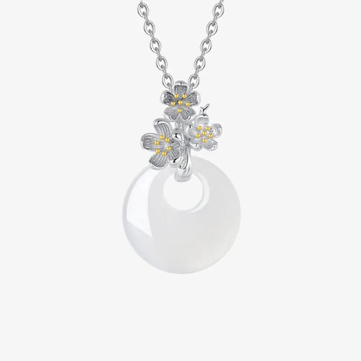 Buddha Stones 925 Sterling Silver Round Chalcedony Twelve Months Flower Harmony Necklace Pendant - BWOOOH - Plum