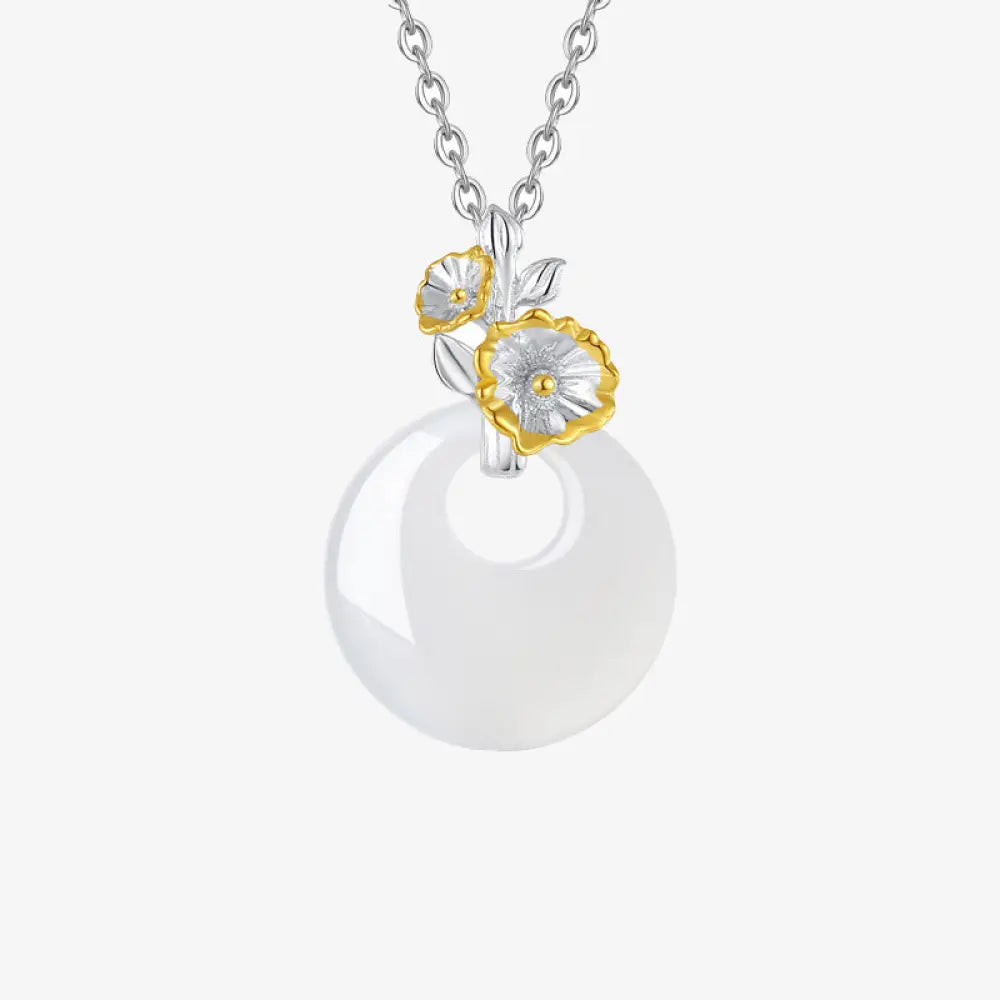 Buddha Stones 925 Sterling Silver Round Chalcedony Twelve Months Flower Harmony Necklace Pendant - BWOOOH - Sunflower