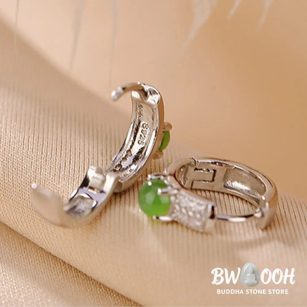 Buddha Stones 925 Sterling Silver Round Cyan Jade Success Stud Earrings - Cyan Jade (Success ♥ Healing) - Earrings