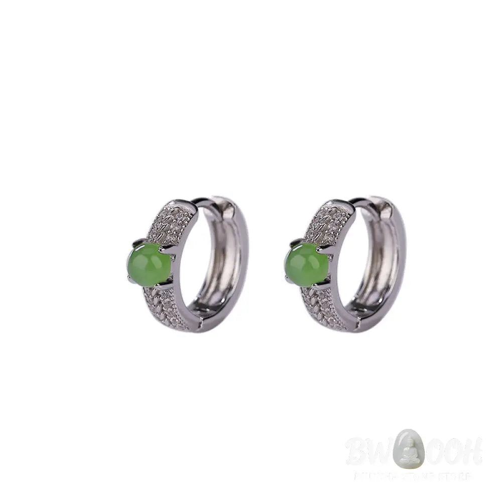 Buddha Stones 925 Sterling Silver Round Cyan Jade Success Stud Earrings - Cyan Jade (Success ♥ Healing) - Earrings