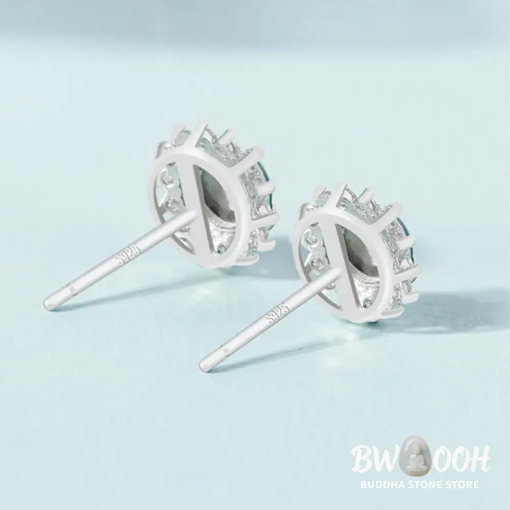 Buddha Stones 925 Sterling Silver Round Jade Luck Abundance Stud Earrings - Jade(Prosperity♥Abundance) - Earrings