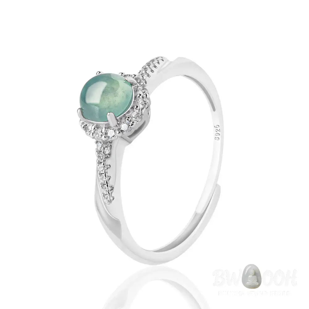 Buddha Stones 925 Sterling Silver Round Jade Luck Prosperity Adjustable Ring - BWOOOH - Jade(Prosperity♥Abundance)