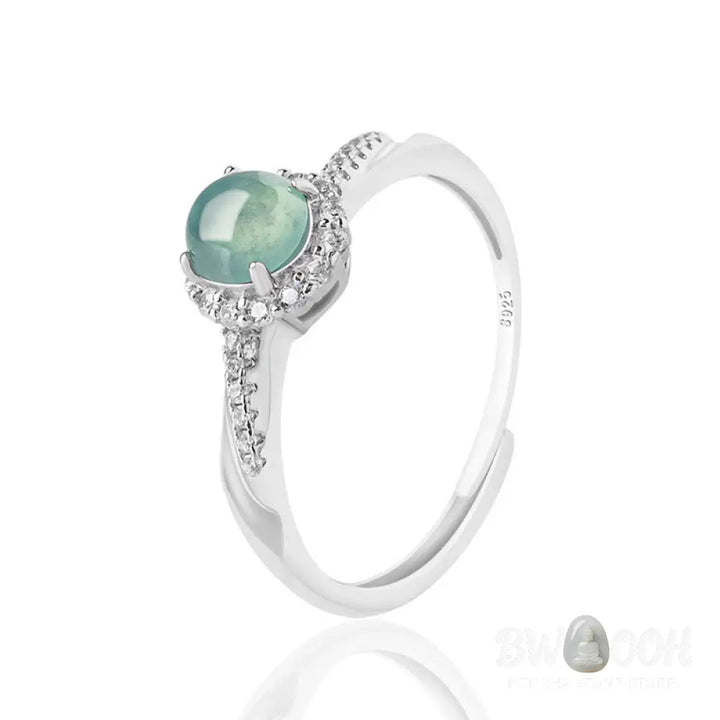 Buddha Stones 925 Sterling Silver Round Jade Luck Prosperity Adjustable Ring - BWOOOH - Jade(Prosperity♥Abundance)