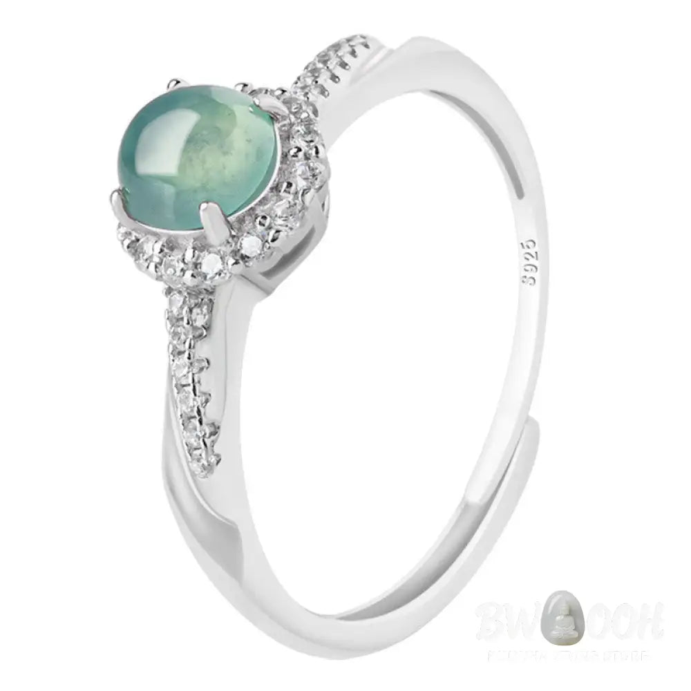 Buddha Stones 925 Sterling Silver Round Jade Luck Prosperity Adjustable Ring - BWOOOH - Jade(Prosperity♥Abundance)