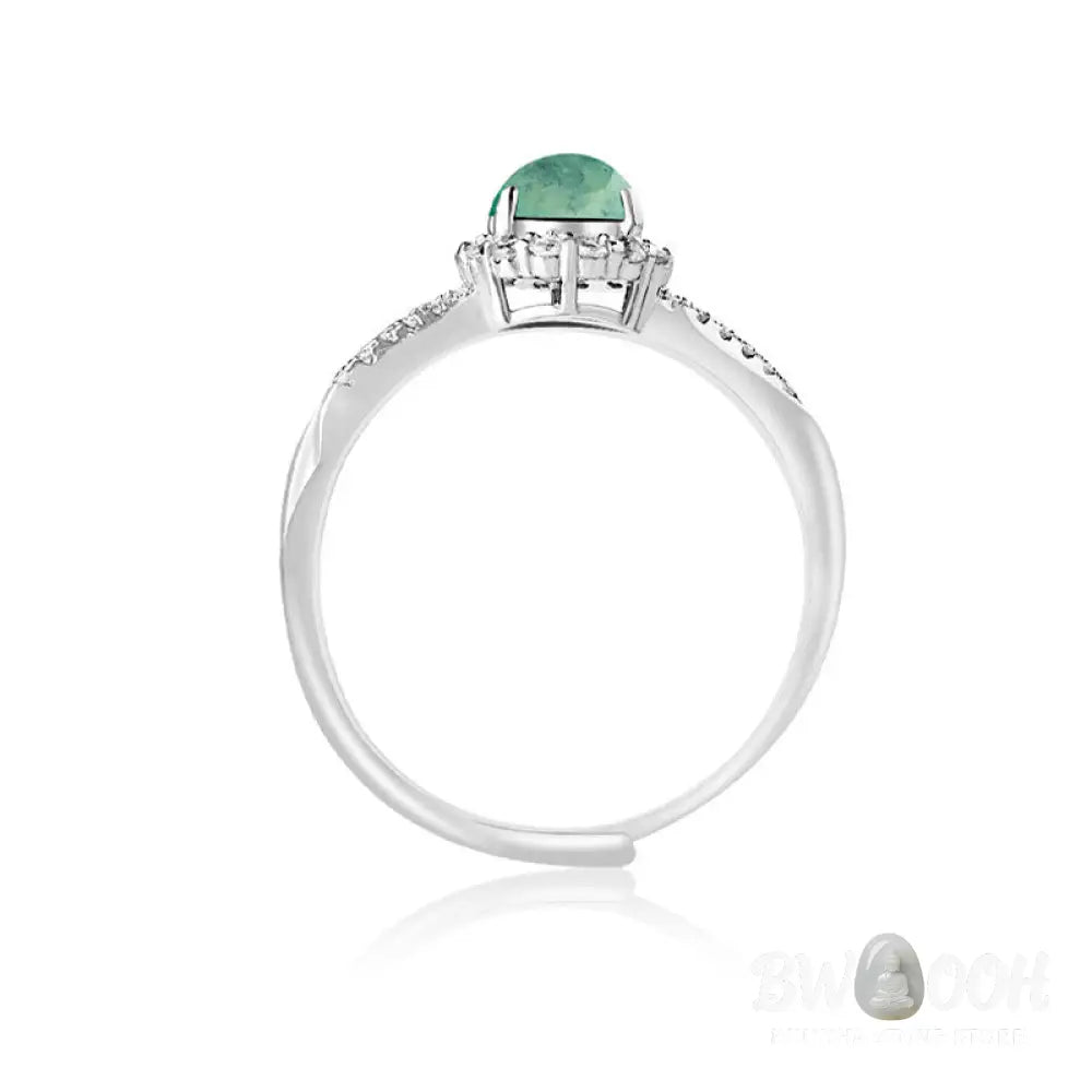 Buddha Stones 925 Sterling Silver Round Jade Luck Prosperity Adjustable Ring - BWOOOH - Jade(Prosperity♥Abundance)
