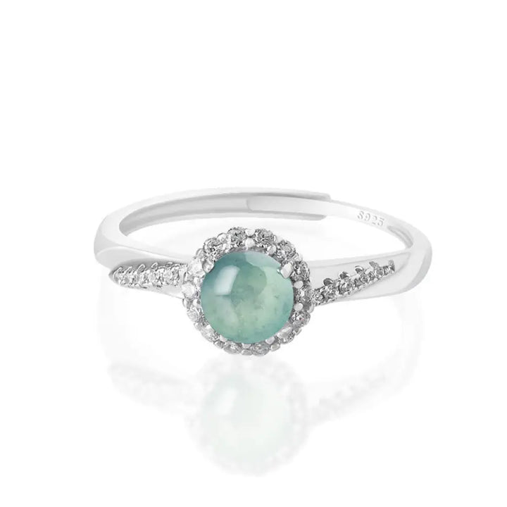 BWOOOH 925 Sterling Silver Round Jade Luck Prosperity Adjustable Ring — Sterling Silver jade bracelet for spiritual healin...