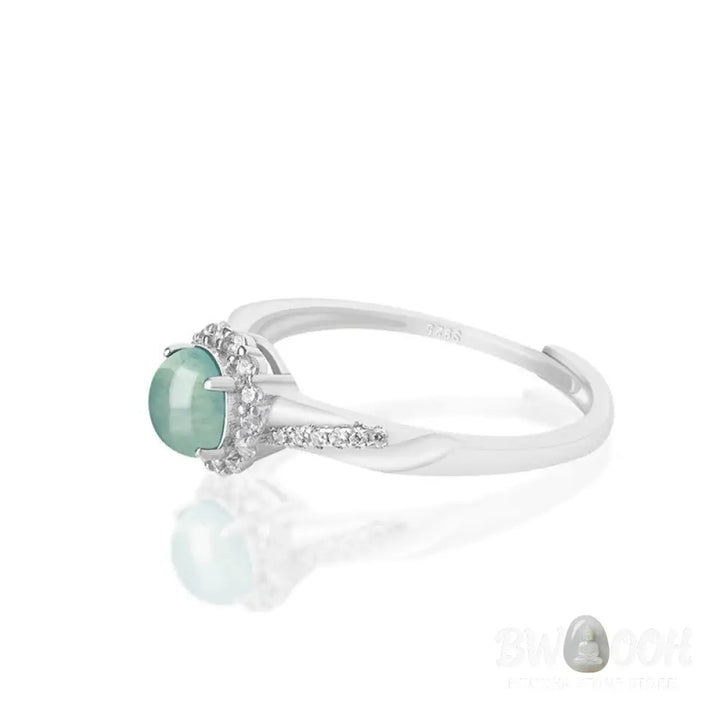 Buddha Stones 925 Sterling Silver Round Jade Luck Prosperity Adjustable Ring - BWOOOH - Jade(Prosperity♥Abundance)