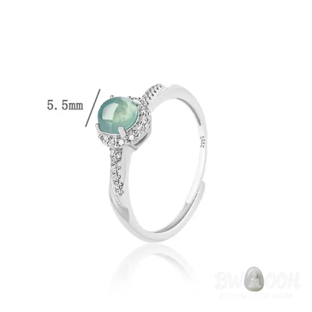 Buddha Stones 925 Sterling Silver Round Jade Luck Prosperity Adjustable Ring - BWOOOH - Jade(Prosperity♥Abundance)