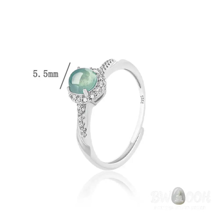 Buddha Stones 925 Sterling Silver Round Jade Luck Prosperity Adjustable Ring - BWOOOH - Jade(Prosperity♥Abundance)
