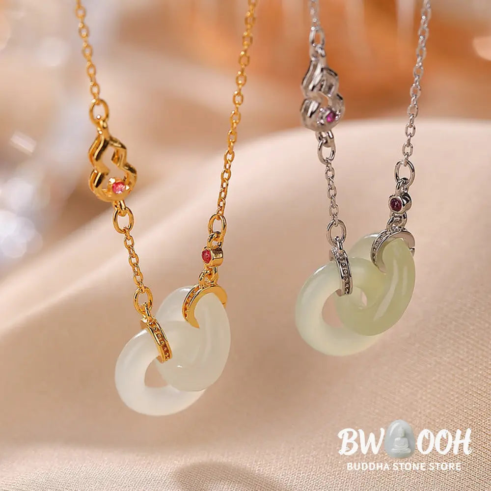 Buddha Stones 925 Sterling Silver Round Jade Luck Prosperity Necklace Chain Pendant - BWOOOH - Necklaces & Pendants