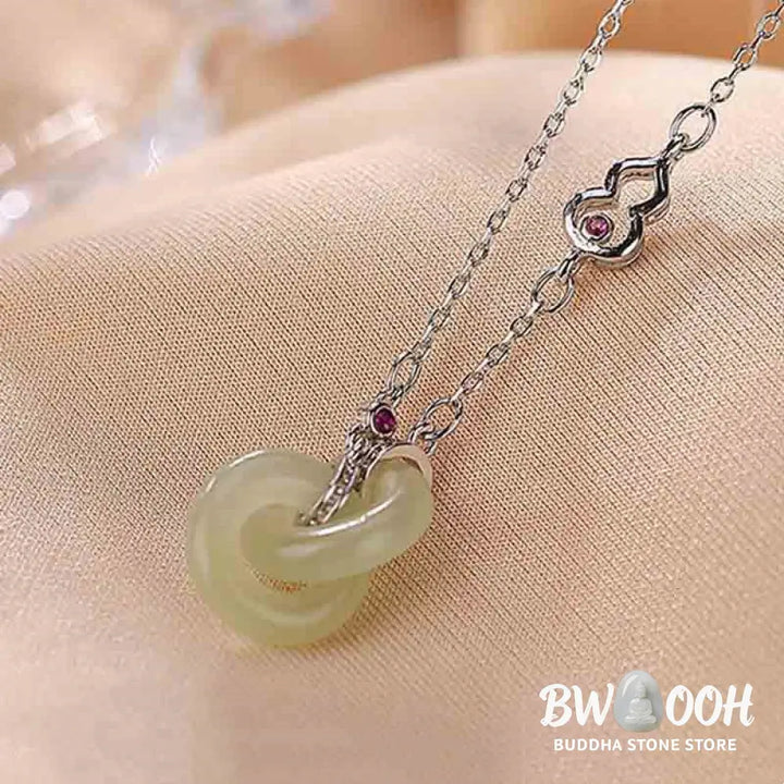 Buddha Stones 925 Sterling Silver Round Jade Luck Prosperity Necklace Chain Pendant - BWOOOH - Necklaces &amp; Pendants