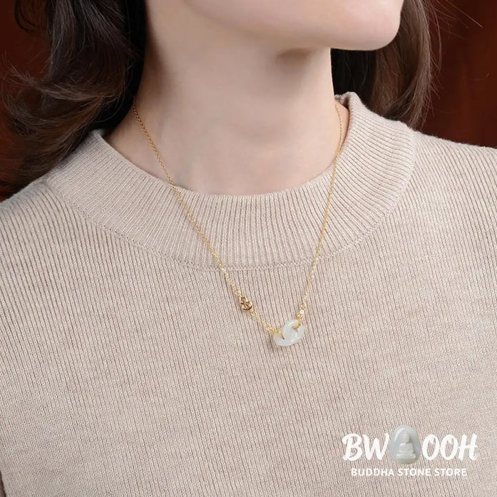 Buddha Stones 925 Sterling Silver Round Jade Luck Prosperity Necklace Chain Pendant - BWOOOH - Necklaces &amp; Pendants