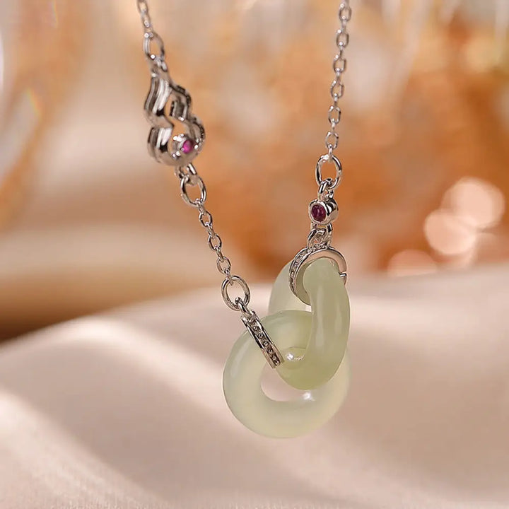 Buddha Stones 925 Sterling Silver Round Jade Luck Prosperity Necklace Chain Pendant - BWOOOH - Jade / Silver