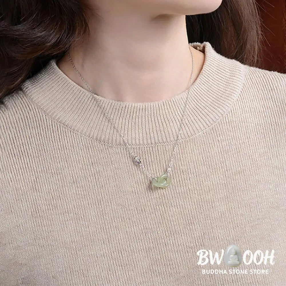 Buddha Stones 925 Sterling Silver Round Jade Luck Prosperity Necklace Chain Pendant - BWOOOH - Necklaces &amp; Pendants