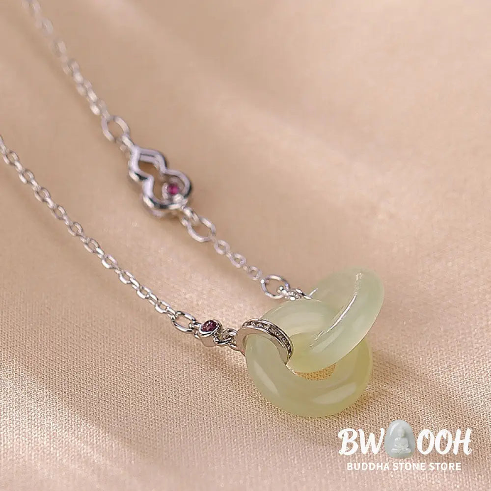 Buddha Stones 925 Sterling Silver Round Jade Luck Prosperity Necklace Chain Pendant - BWOOOH - Necklaces &amp; Pendants