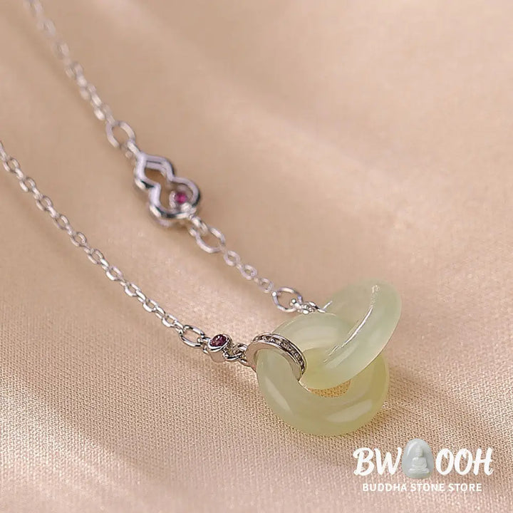 Buddha Stones 925 Sterling Silver Round Jade Luck Prosperity Necklace Chain Pendant - BWOOOH - Necklaces &amp; Pendants