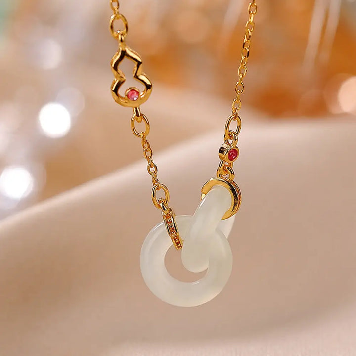 BWOOOH 925 Sterling Silver Round Jade Luck Prosperity Necklace Chain Pendant natural stone necklace