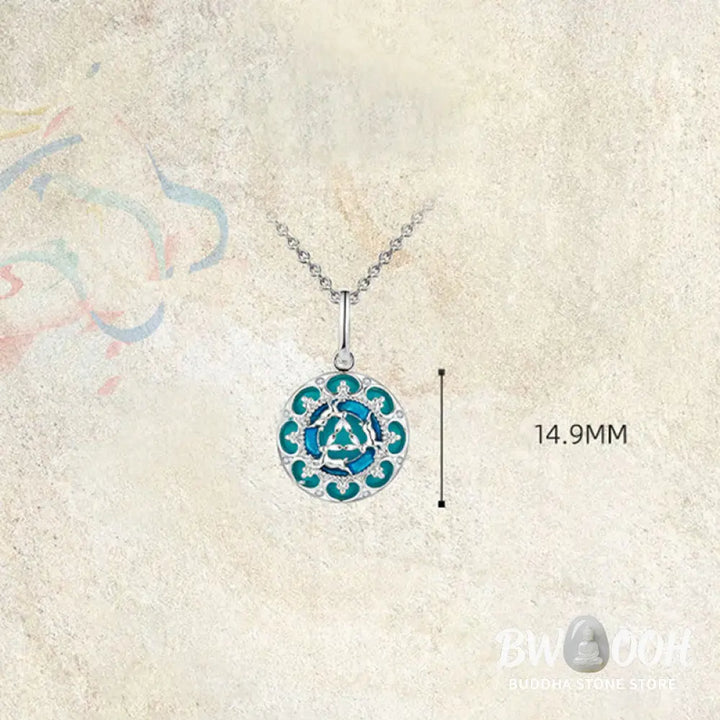 Buddha Stones 925 Sterling Silver Round Turquoise Three Rabbits Balance Necklace Pendant - BWOOOH