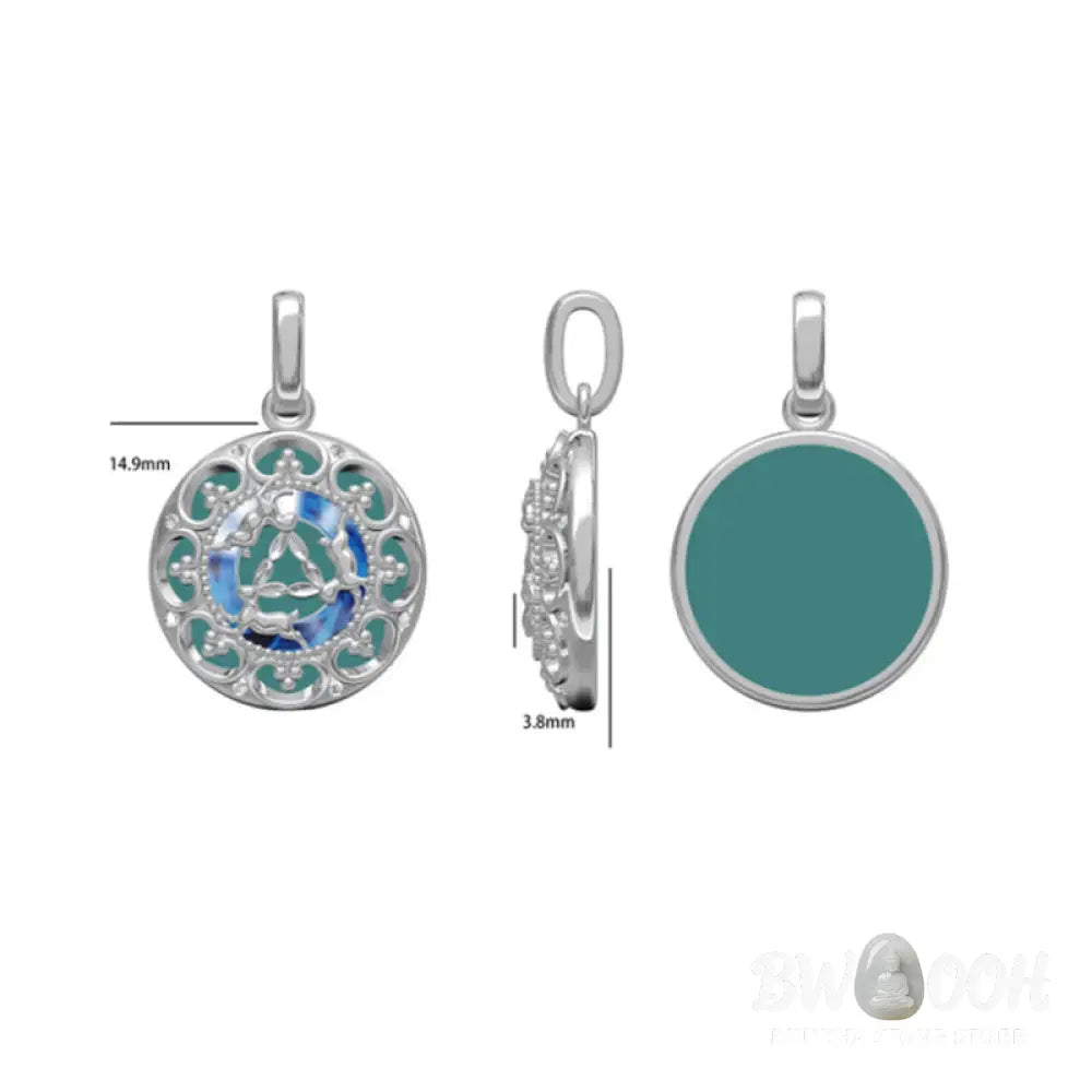 Buddha Stones 925 Sterling Silver Round Turquoise Three Rabbits Balance Necklace Pendant - BWOOOH