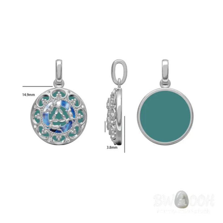 Buddha Stones 925 Sterling Silver Round Turquoise Three Rabbits Balance Necklace Pendant - BWOOOH