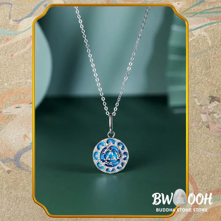 Buddha Stones 925 Sterling Silver Round Turquoise Three Rabbits Balance Necklace Pendant - BWOOOH