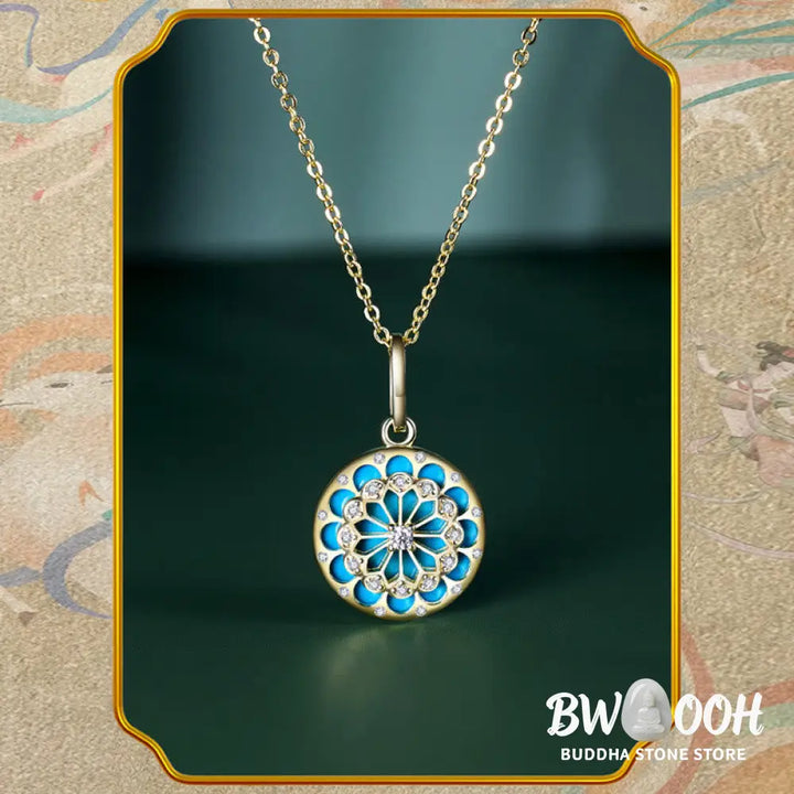 Buddha Stones 925 Sterling Silver Round Turquoise Zircon Protection Strength Necklace Pendant - BWOOOH