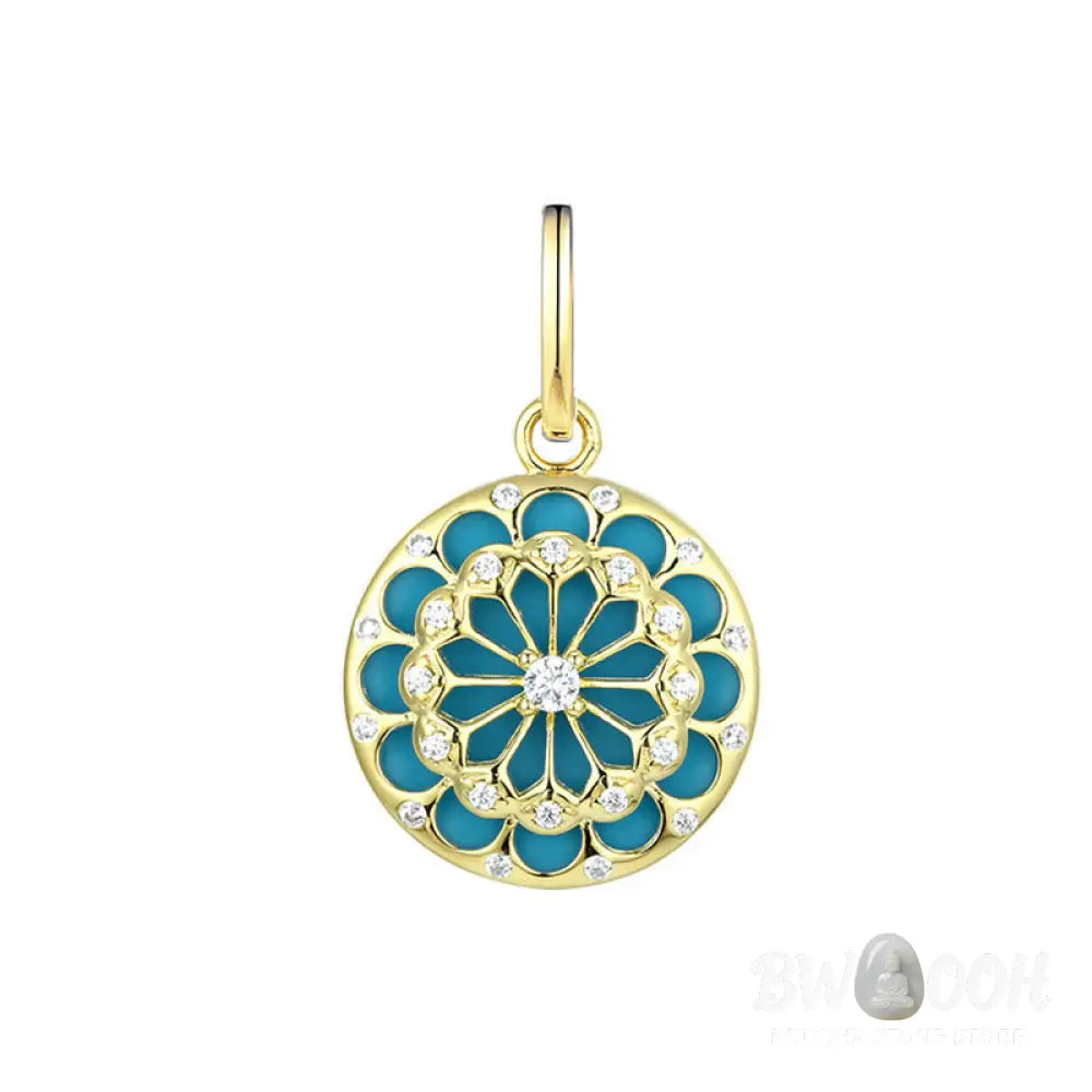 Buddha Stones 925 Sterling Silver Round Turquoise Zircon Protection Strength Necklace Pendant - BWOOOH