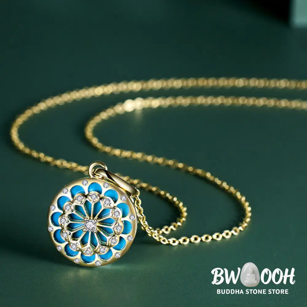 Buddha Stones 925 Sterling Silver Round Turquoise Zircon Protection Strength Necklace Pendant - BWOOOH